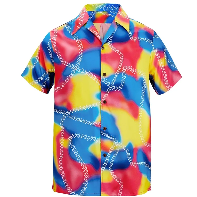 Men Short Sleeve Beach Shirt 80s Costume Clothes For Men 3d Full Print Funny Vintage T Shirts Women Retro Disco Button Up Shirt