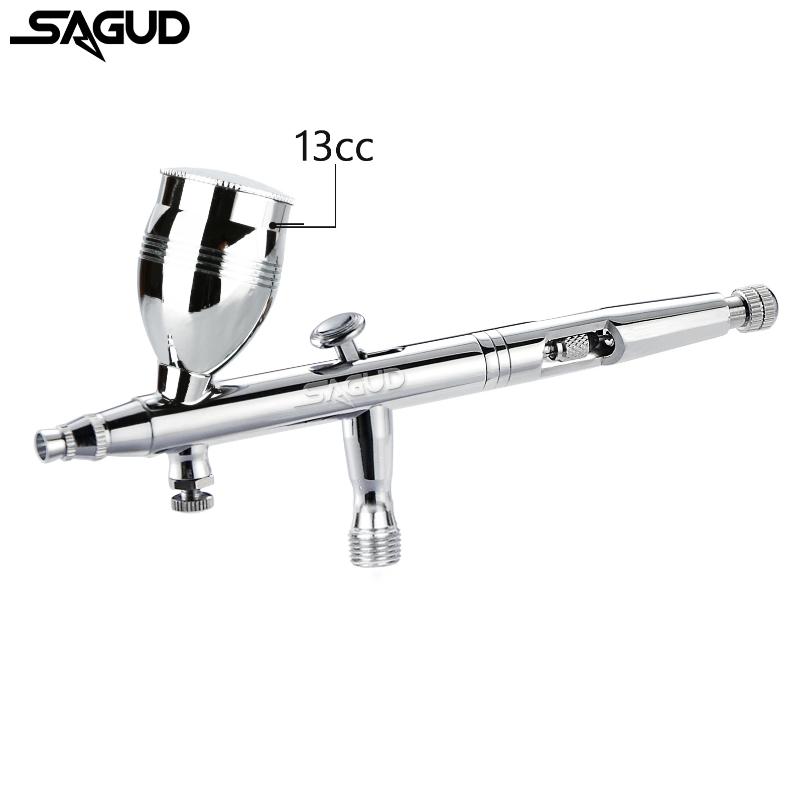 SAGUD Dual-Action Airbrush Kit 0.3mm Air Brush with 2/5/13CC Spray Cup and Wrench Dropper Tool for Cake Tattoo Nail Painting