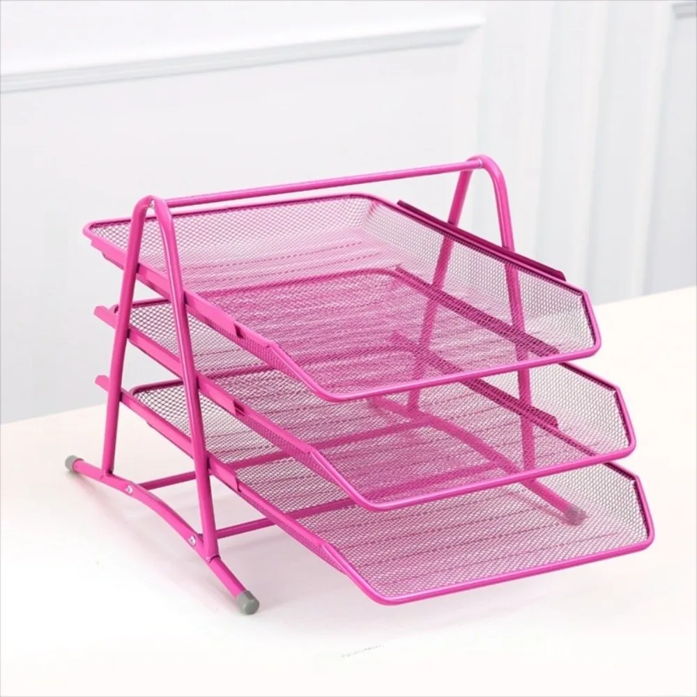 Metal Three-layer File Rack Drawer Style Wire Mesh Desktop Document Rack Paper Storage Rack Desktop Data Tray Literature