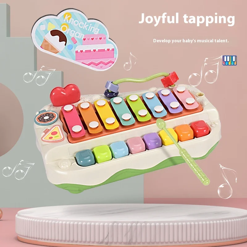 Puzzle Eight Tones Hand Tapping Piano Baby 2-In-1 Piano Instrument 8-Month-Old Baby Music Toy Piano Gift