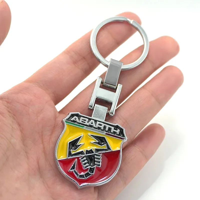 Car Emblem Keychain Keyring Badge Key Chain Rings Metal Key Holder Car Accessories For fiat Abarth 695 595 500 124 Spider