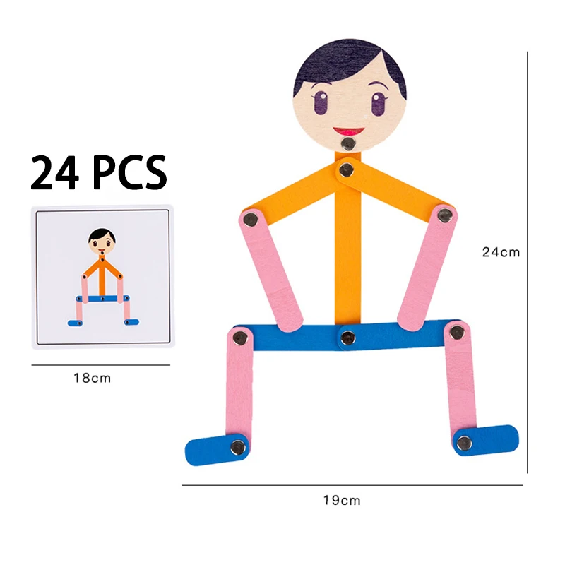 Rompecabezas de Material Montessori para niños, puzle con 24 tarjetas de doble cara para niños, juguetes educativos de inteligencia temprana, regalos