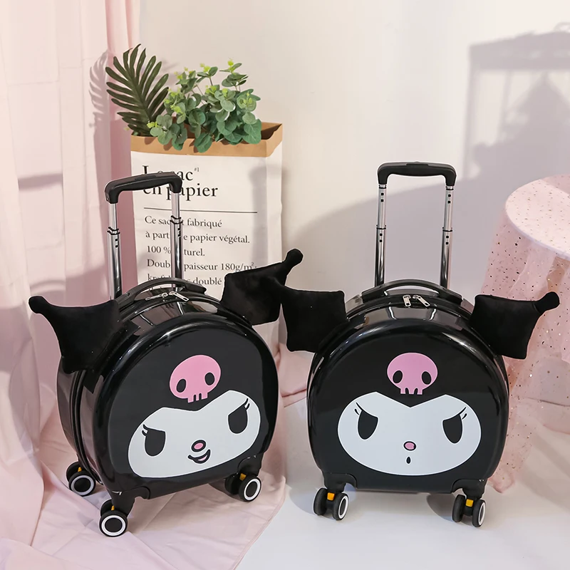 Sanrio Kuromi Luggage Suitcase Anime Cute Travel Bag Portable Aircraft Trolley Case Box Rolling Cinnamorol Festival Gift Toy