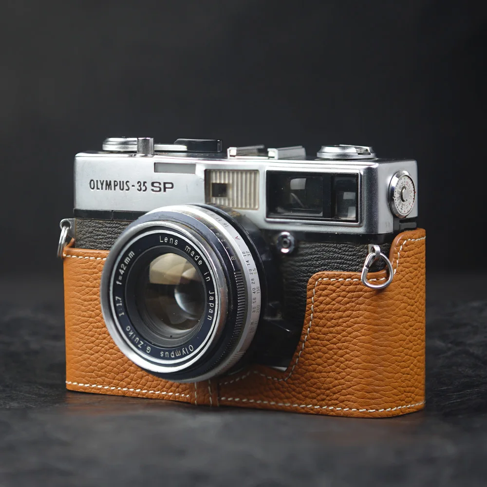 Получохол из натуральной кожи ручной работы, защитный чехол для камеры, кожаный получехол для камеры для Olympus 35SP, чехол