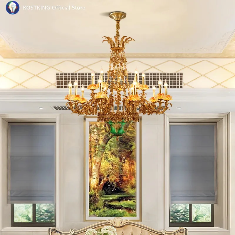 French Elegant Classical Empire Style Living Room Chandelier, Retro Designed Candle Pendant Light For Hotel