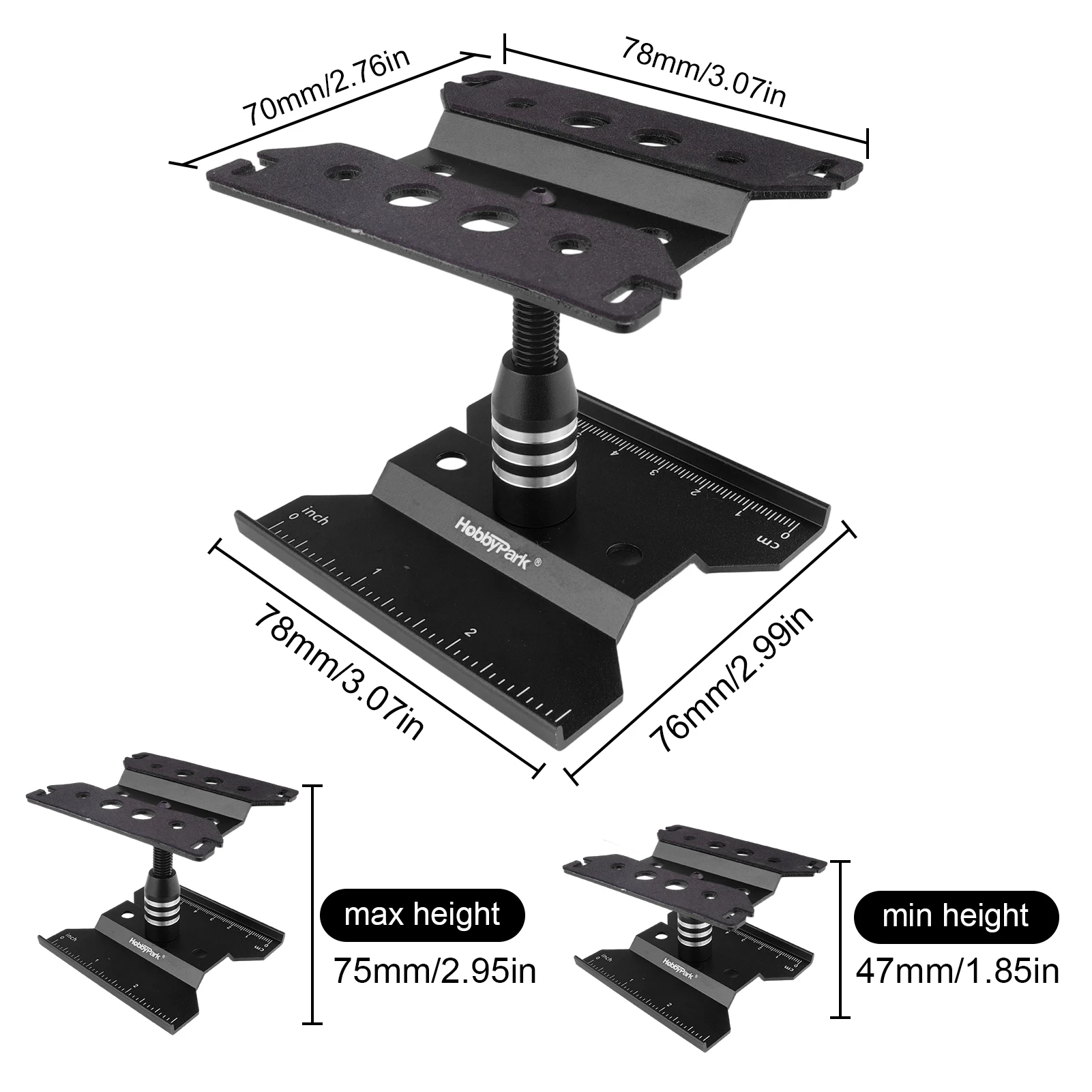 Hobbypark RC Work Stand Mini Aluminum 360° Rotation Lift Lower for 1/24 1/18 RC Crawler Axial SCX24 TRX4M FCX24 FCX18