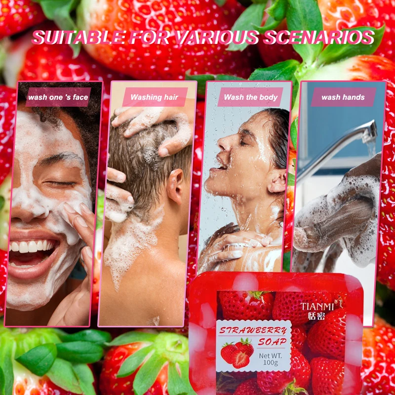 Strawberry Jelly Soap, rich in strawberries and Revlon, deeply cleanses, cleanses, bathes the whole body