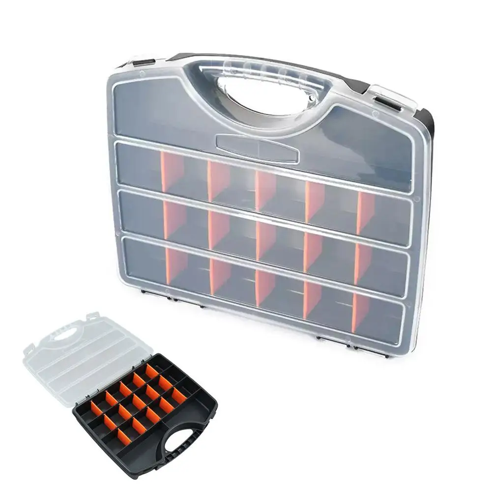 Portable Plastic Hardware Storage Box Removable Dividers Transparent Lid Small Screw Component Organizer Hand Carry Tool Box
