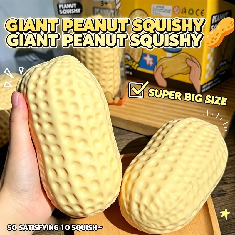 Jumbo Peanut Stress Ball Squishy Toy Simulation Peanut Stretchable Squeeze Ball Fidget Toy ASMR Sensory Anti-Stress X-mas Gift
