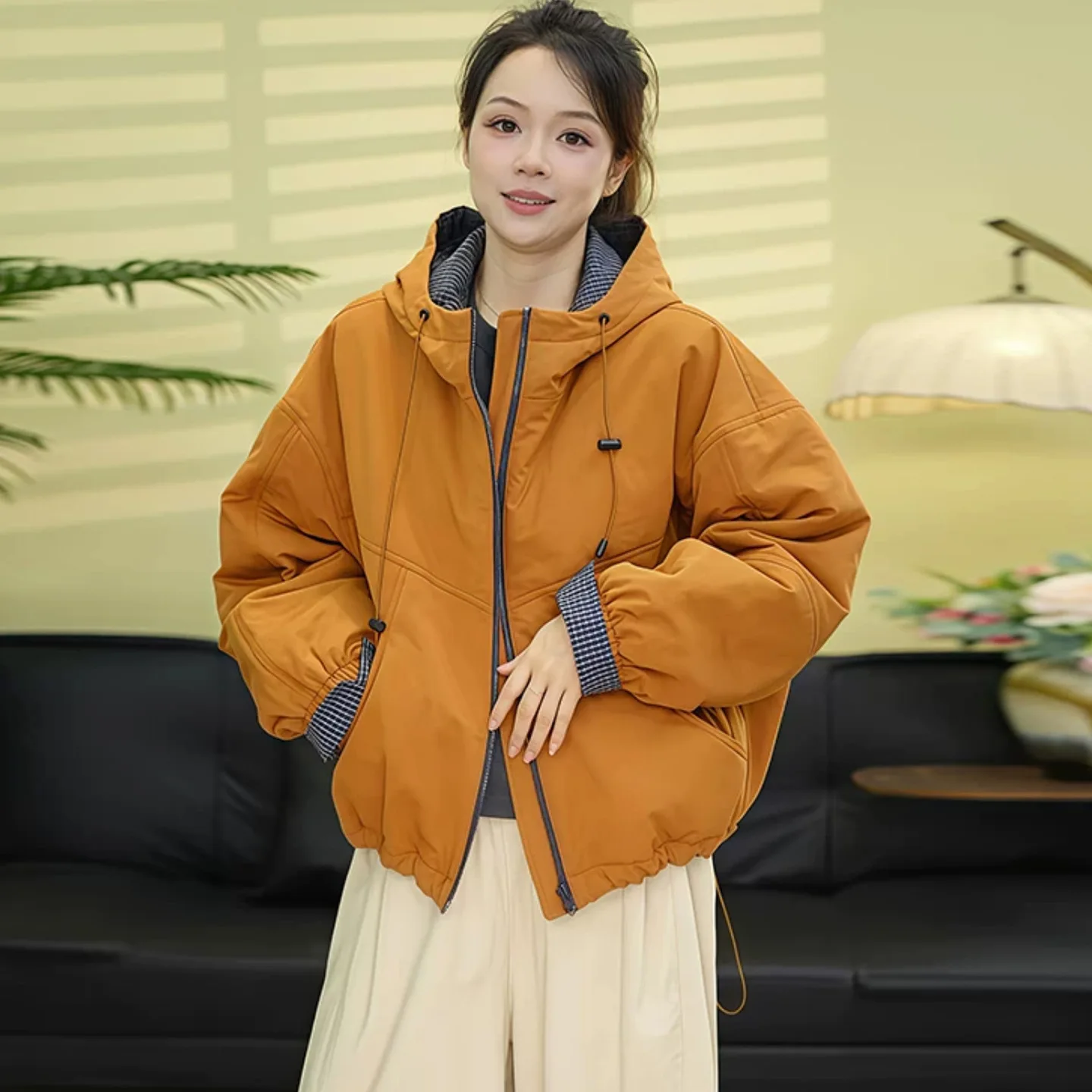 

Women's Casual Hooded Cotton-padded Jacket, 2025 Winter New Style Trendy Warm Cotton-padded Coat