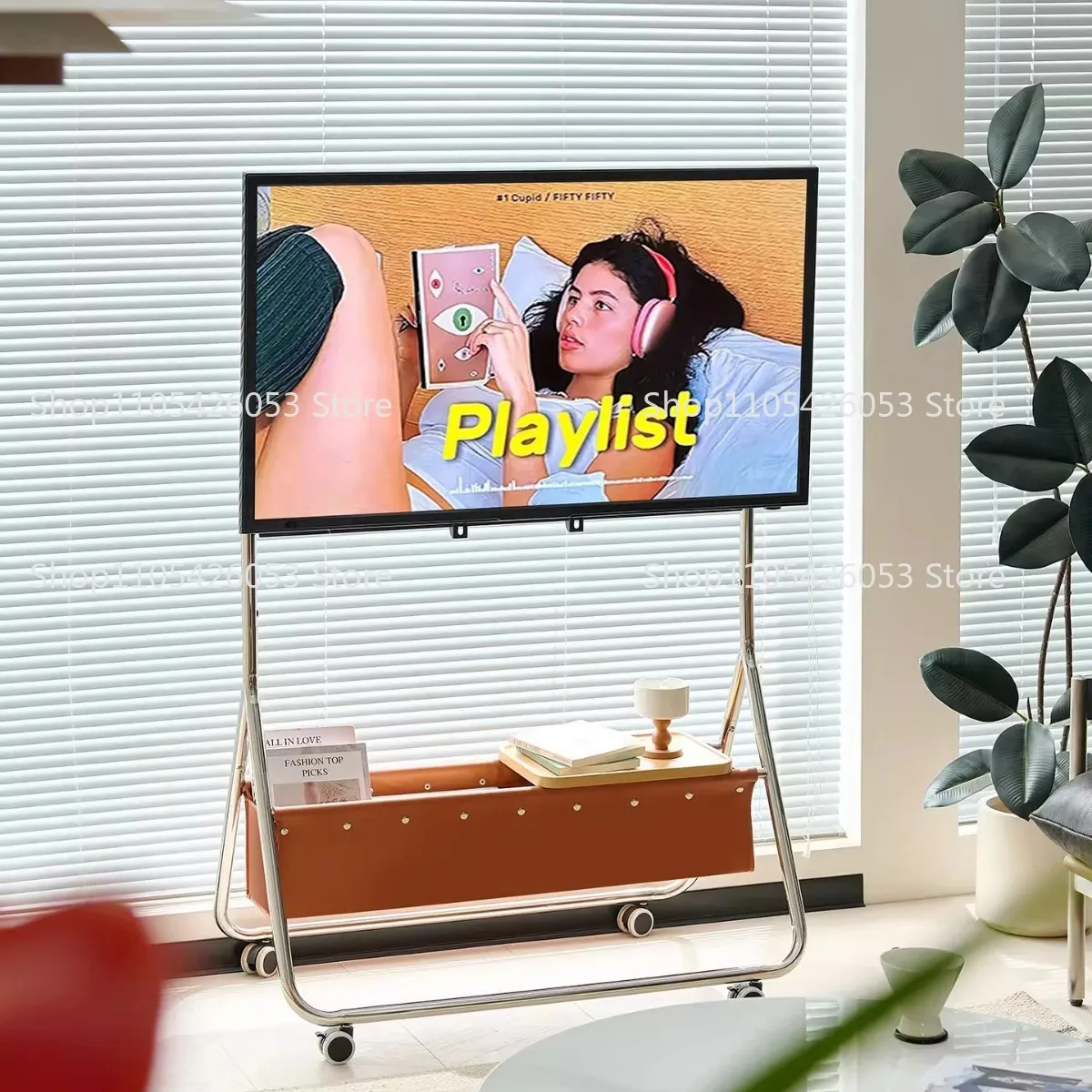 Home TV mobile bracket Nordic retro floor removable living room monitor TV rack new model
