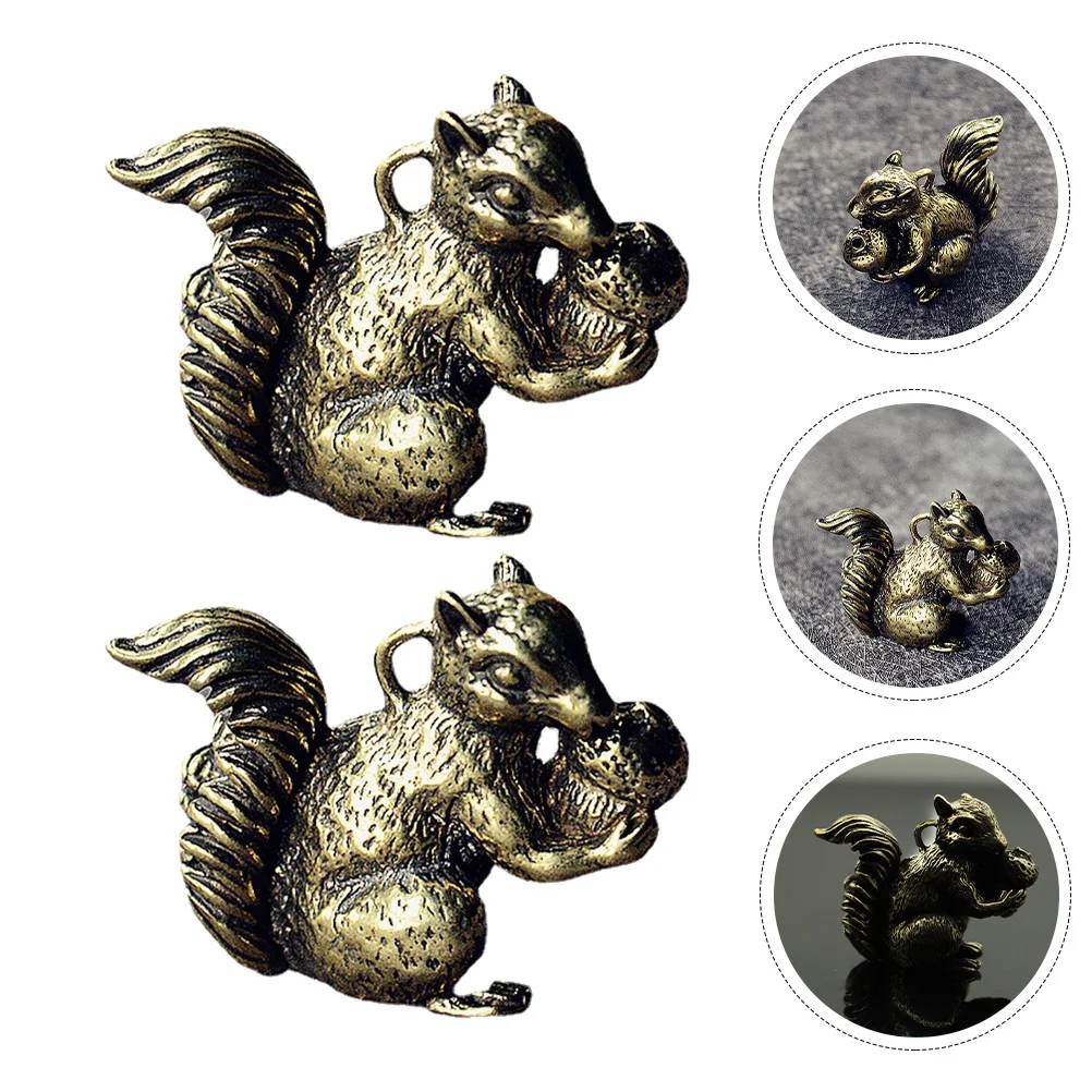 

2 шт. латунный брелок с белкой, кулон, креативный DIY Шарм, декоративное ремесленное украшение, украшение для рабочего стола, подарочный брелок, кулон