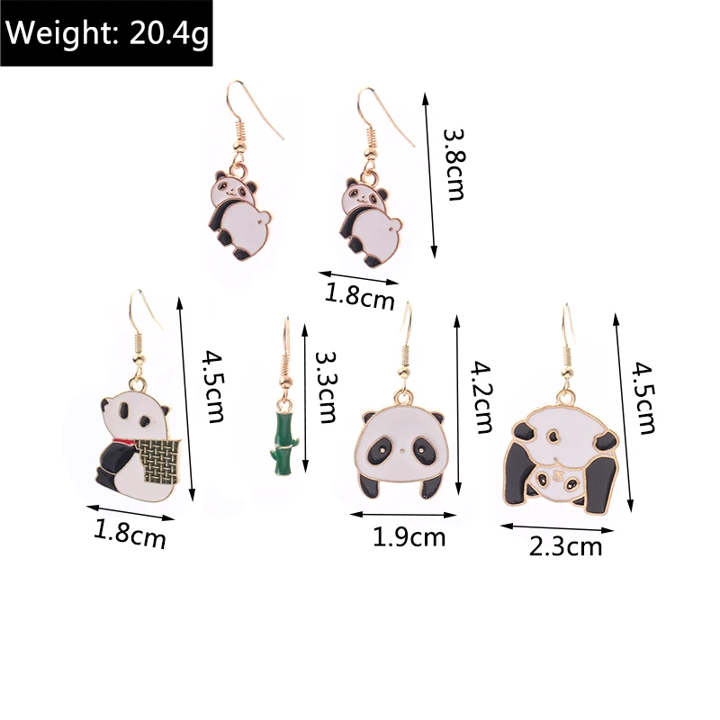 Aihua 5 Paar/Set Niedliche Ohrringe Sets Liebliche Emaille Kung Fu Panda Bambus Ohrringe für Frauen Geburtstagsparty Schmuck Geschenke – Detail 7