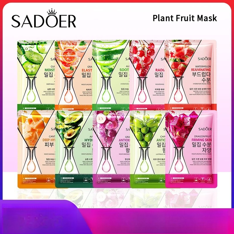 

10-Pack 2025 Plant Fruit Facial Mask 25ml - Hydrating & Brightening Care