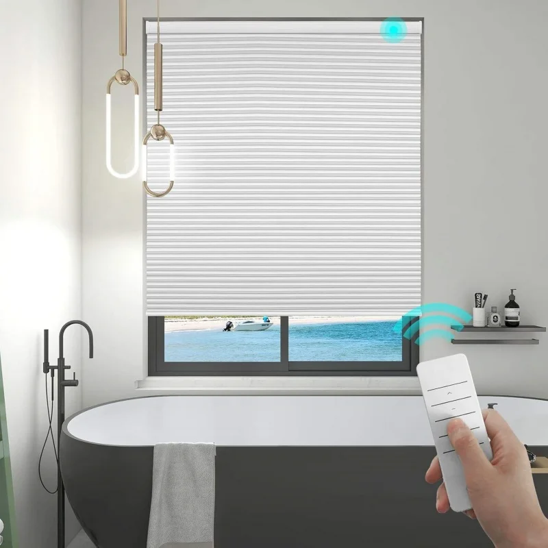 2026 Factory Custom Terylene Insulation Keep Warm Fabric Remote ControlZigbee Battery Motor Motorized Cellular Shades For Window