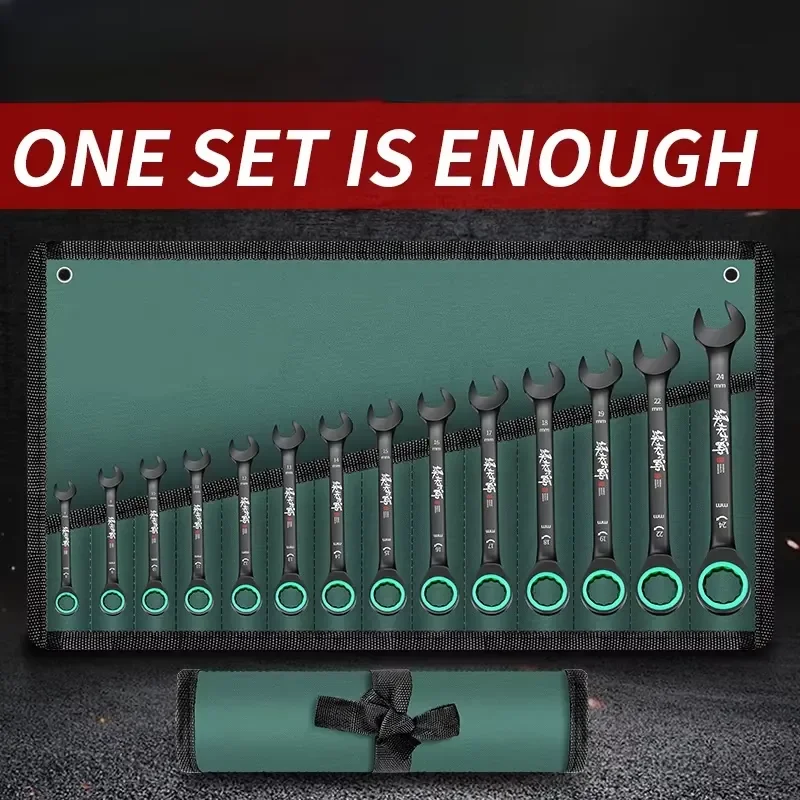 

Chrome Vanadium Steel Double End Ratchet Wrench Set Fast Spanner Small Opening Household Automotive Mechanic Repair Hand