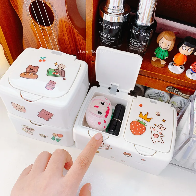 Simple desktop storage box student stationery storage office makeup storage dormitory sorting debris DIY press storage box