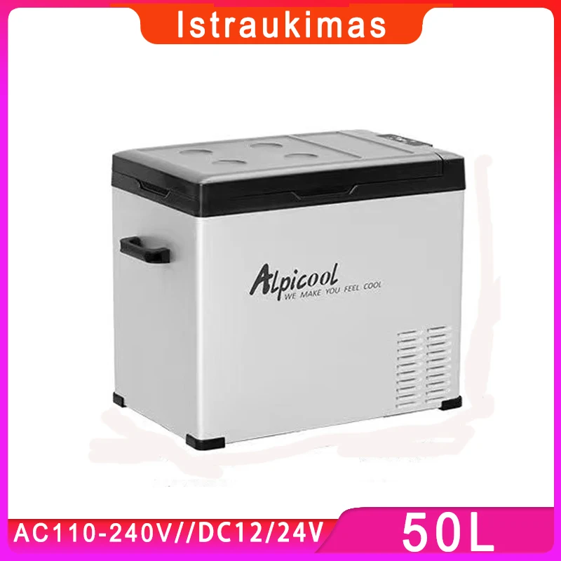 Alpicool-refrigerador de coche de 50L, refrigerador con compresor de 12V/24V, refrigerador portátil de 110V-220V para coche, hogar, camión al aire libre