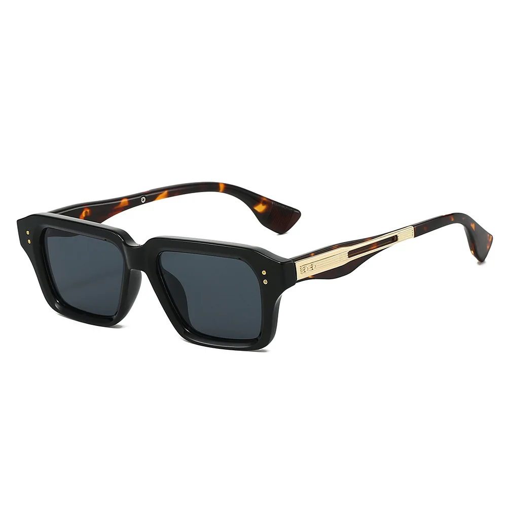 

Ins New Retro Square Gradient Women Sunglasses Y2K Brand Leopard Rivet Frame Design Men Versatile Punk Sun Glasses UV400