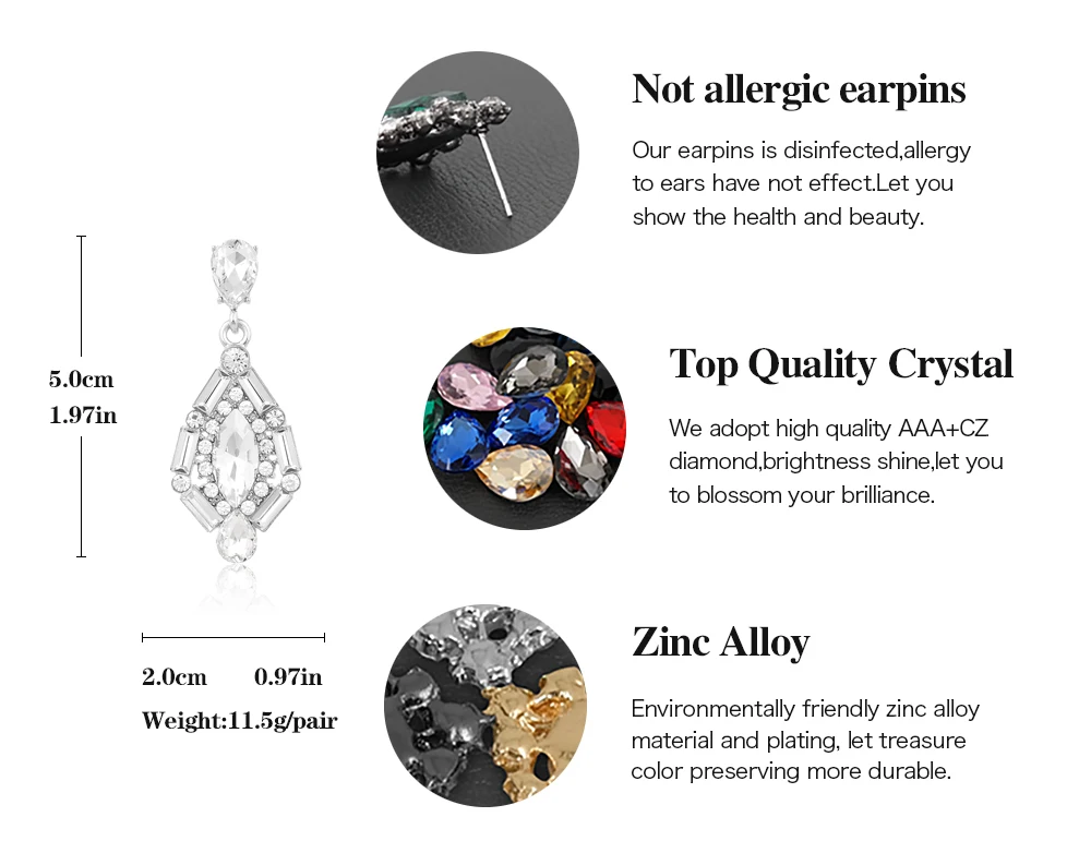 VEYO Crystal Earring for Woman Drop Earrings Full of Rhinestone Earrings Spike Trendy Top Quality Fashion Jewelry