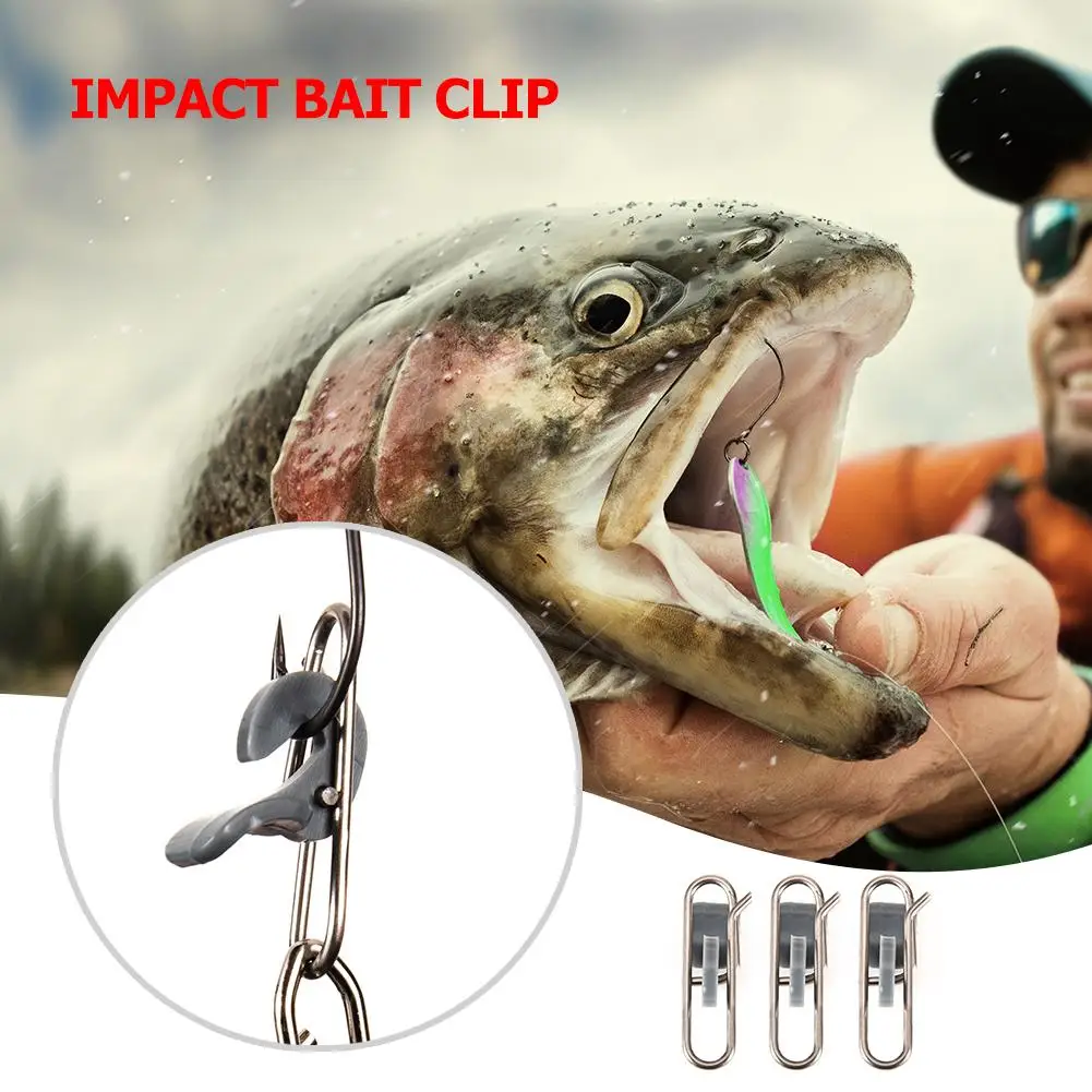 10-50pcs Stainless Steel Impact Bait Clip IMPS Impact Bait Fishing Lure Clip Outdoor Fishing Hook Decoupling Swivel Shank Clip