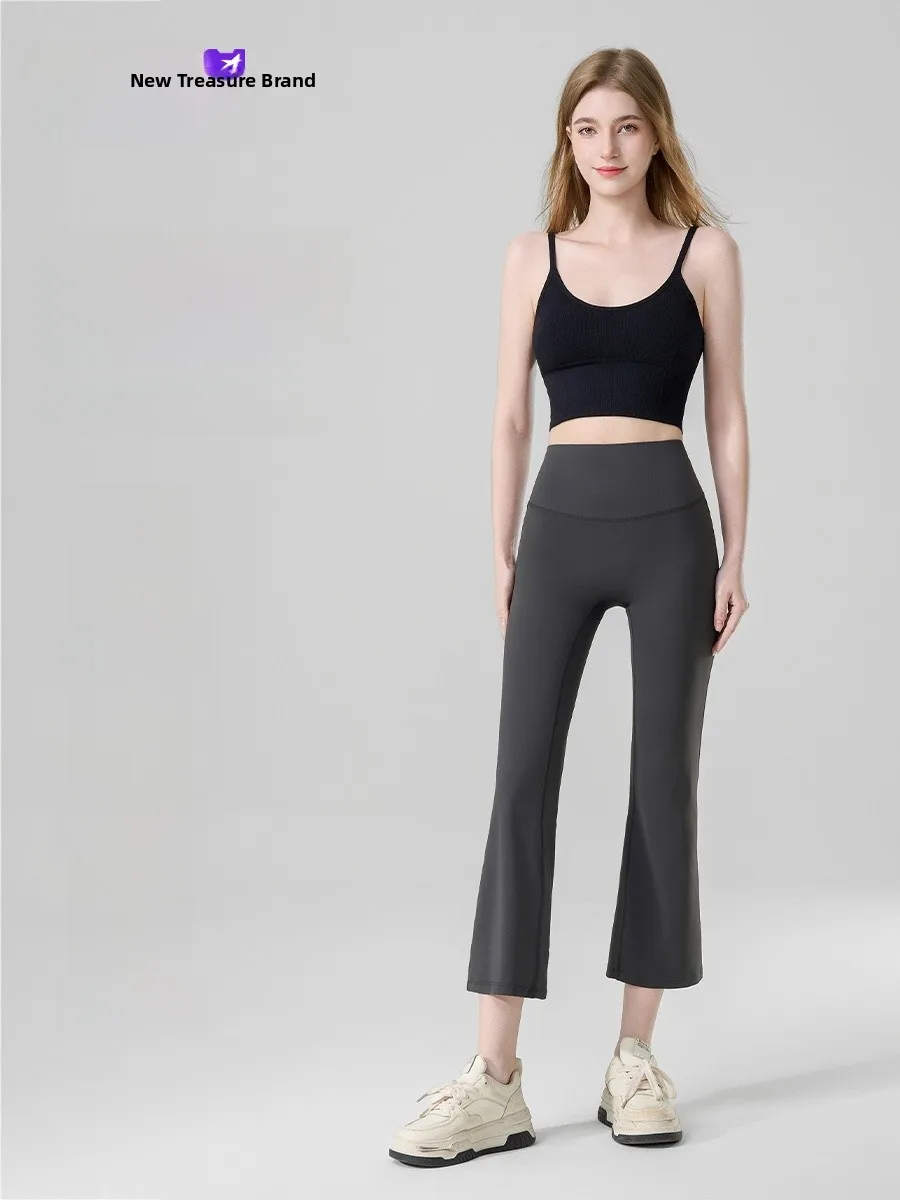 

Утягивающие брюки для йоги с высокой талией, женские летние тонкие спортивные брюки Eighteen, капри, брюки-колокольчик, длинные брюки, триацетатные брюки F...