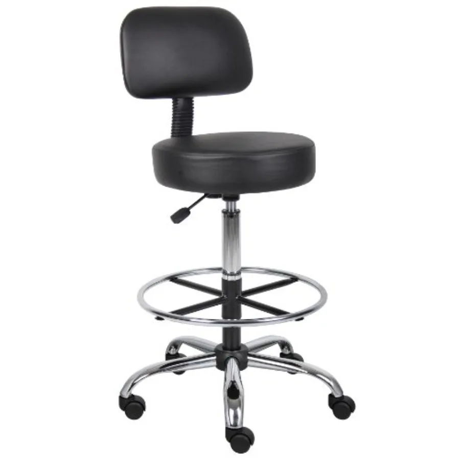Be Well Medical Spa Drafting Stool with Back Black