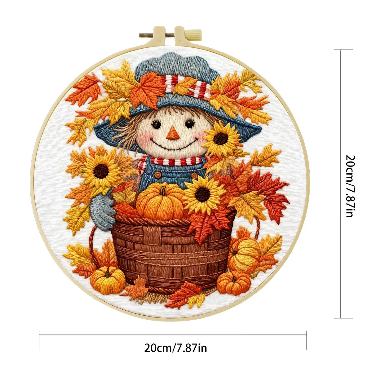 1 Stück 20X20CM/15X15CM 7,87/6,3 Zoll Der Vogelscheuchen- und Kürbis-Stickerei-Starter-Kit DIY-Kit DIY-Stickerei-Set Handarbeiten – Detail 5