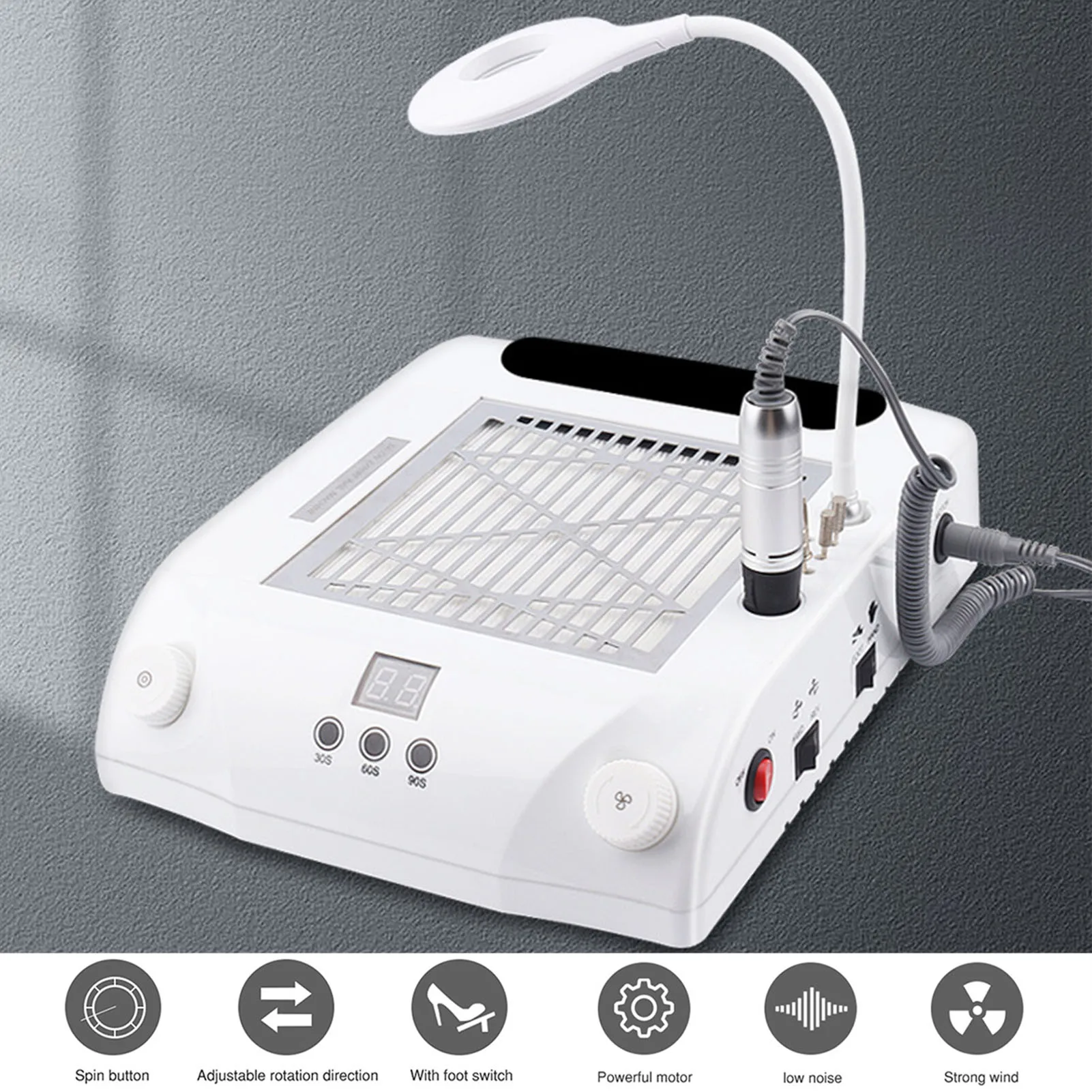 108W 6 in 1 nagelboormachine polijstmachine met lamp nagelstofzuiger nail art machine