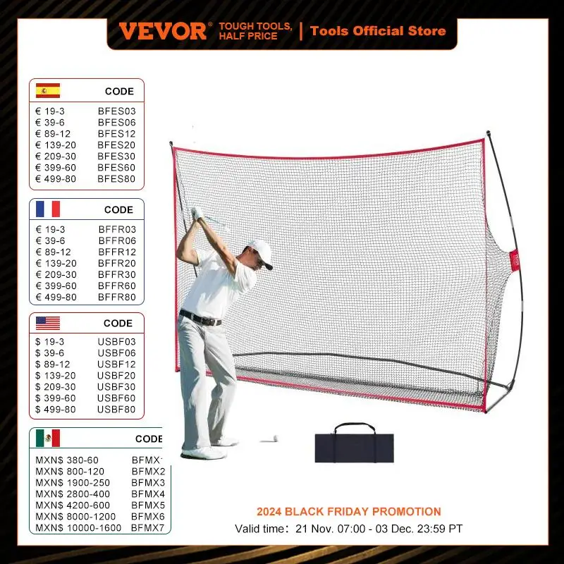 VEVOR 10.8x7ft Golf Practice Hitting Net Huge Golf Net Personal Driving Range for Indoor Outdoor Use Portable Home Golf Aid Net