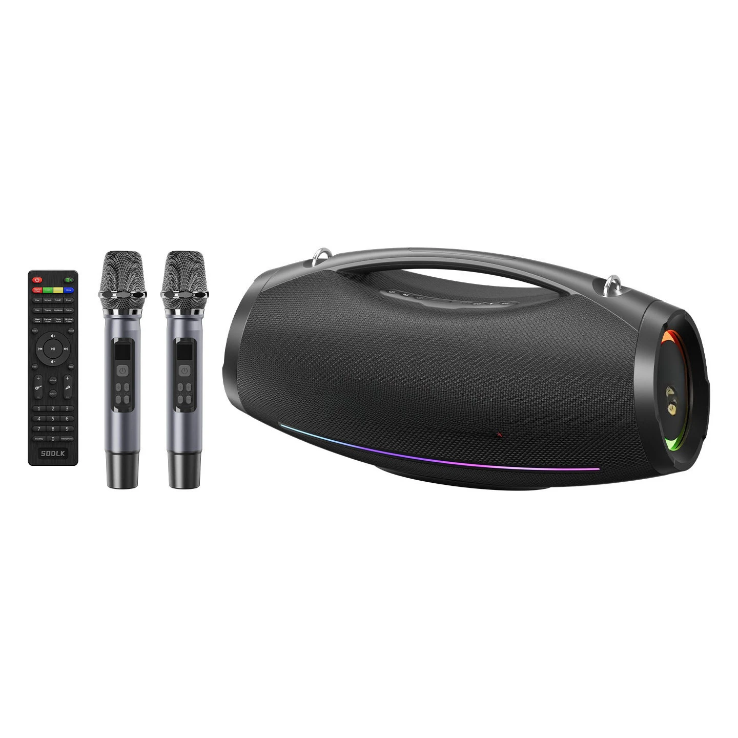 SODLK S1615 PRO Speaker 500W Outdoor Subwoofer with RGB LED Lighting Dual-Mic Karaoke Hi-Fi Loudspeaker