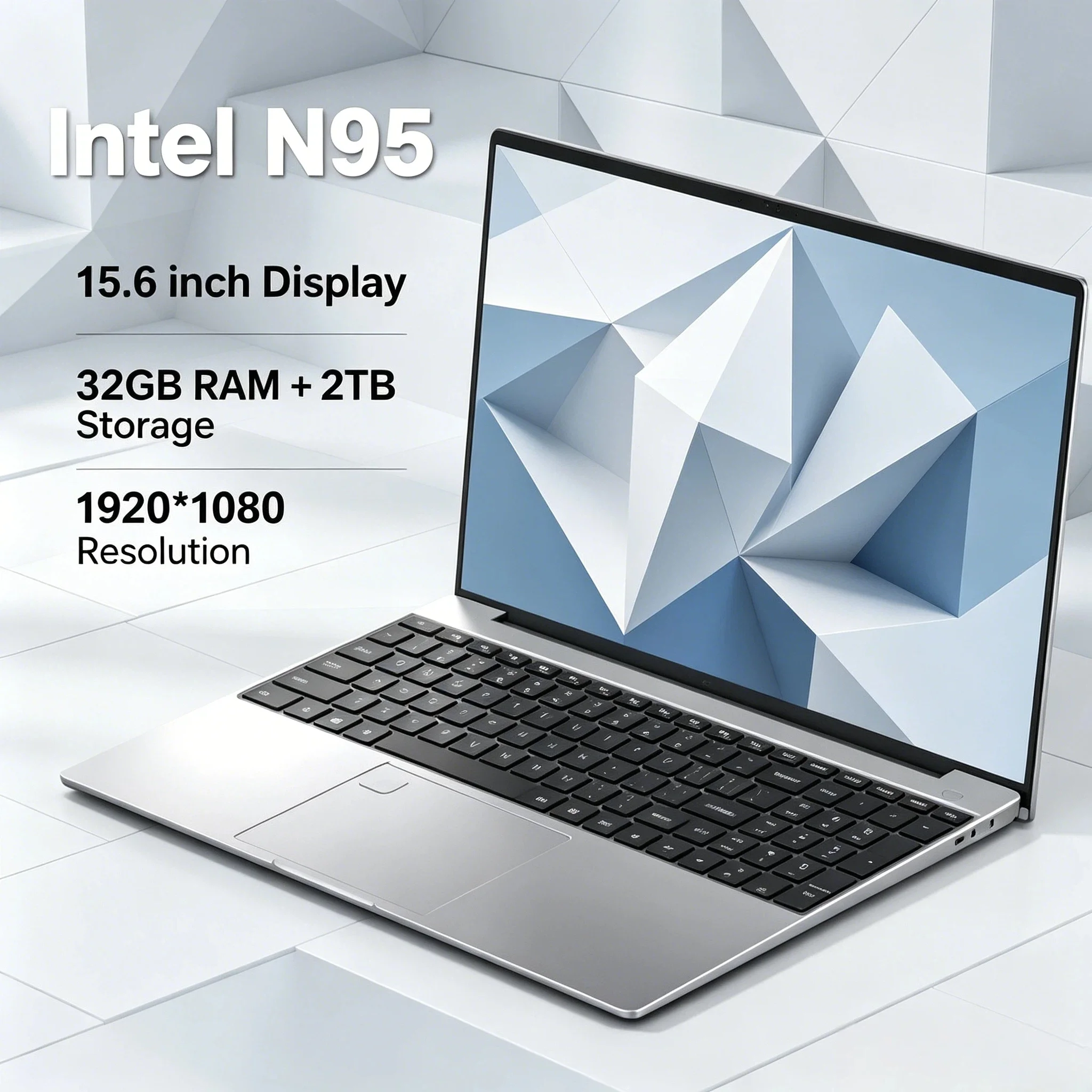 

2026 15.6 Inch Portable Laptop Intel N95 32GB DDR4 2TB SSD 7500mAh Office Windows 11 Notebook PC Gamer Backlit Fingerprint New