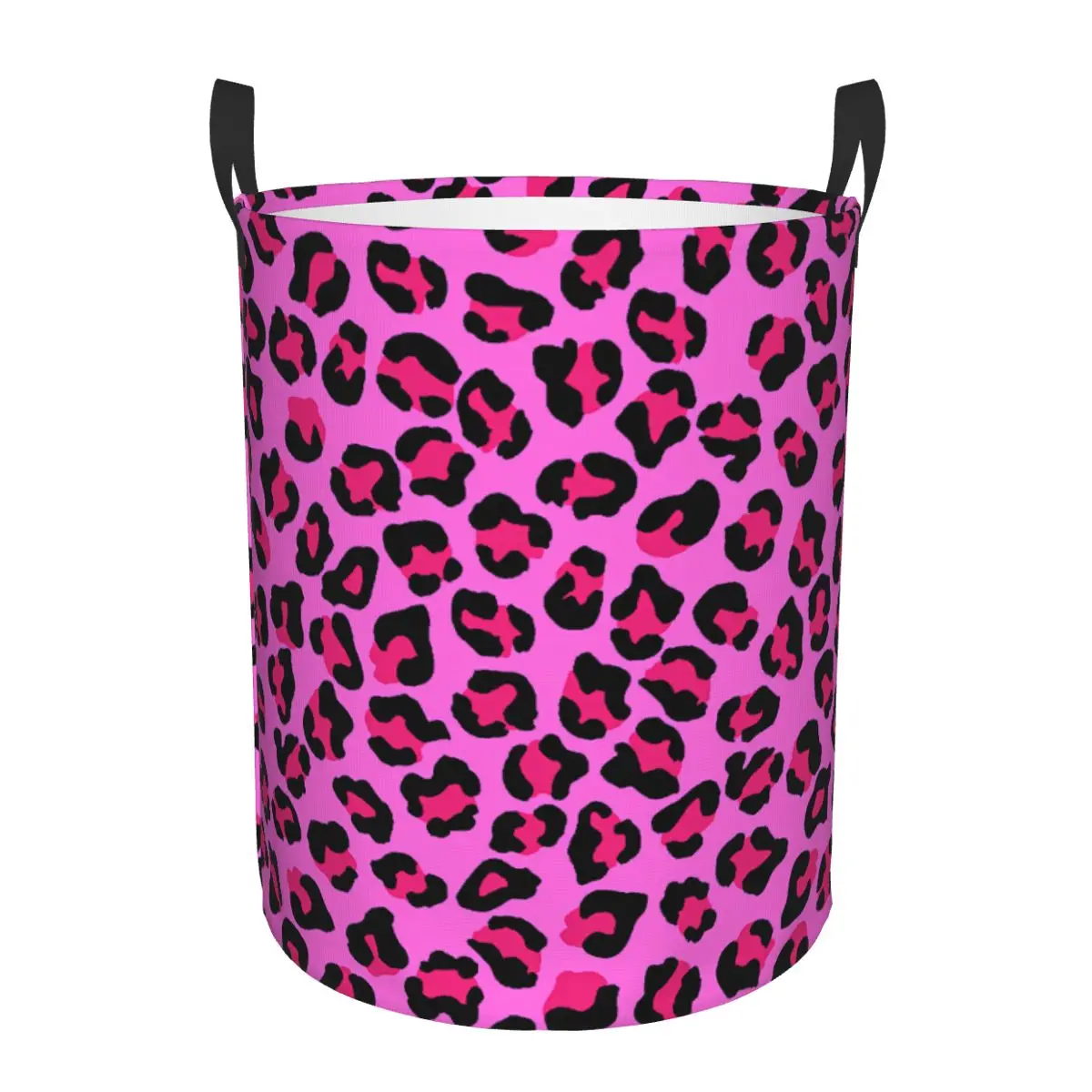 Custom Leopard Cheetah Seamless Pattern Laundry Basket Foldable Animal Skin Print Spots Clothes Toy Hamper Storage Bin for Kids