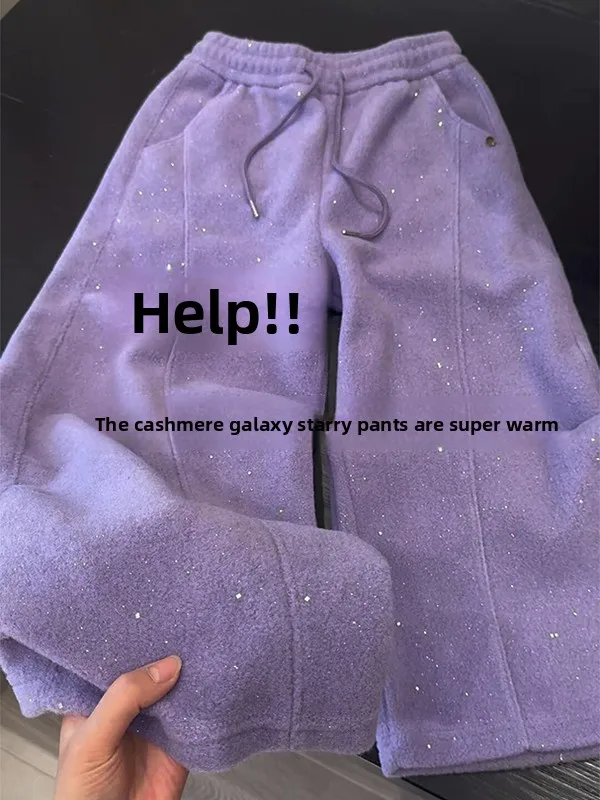 

Женские теплые плюшевые брюки-галифе в уличном стиле с высокой талией, свободного кроя, осенне-зимние, корейская версия, для повседневной носки