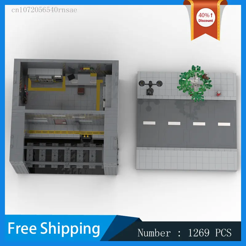 地下鉄メンテナンスルーム MOC ビルディングブロック都市交通建築モデル DIY レンガクリエイティブ組立おもちゃクリスマス
