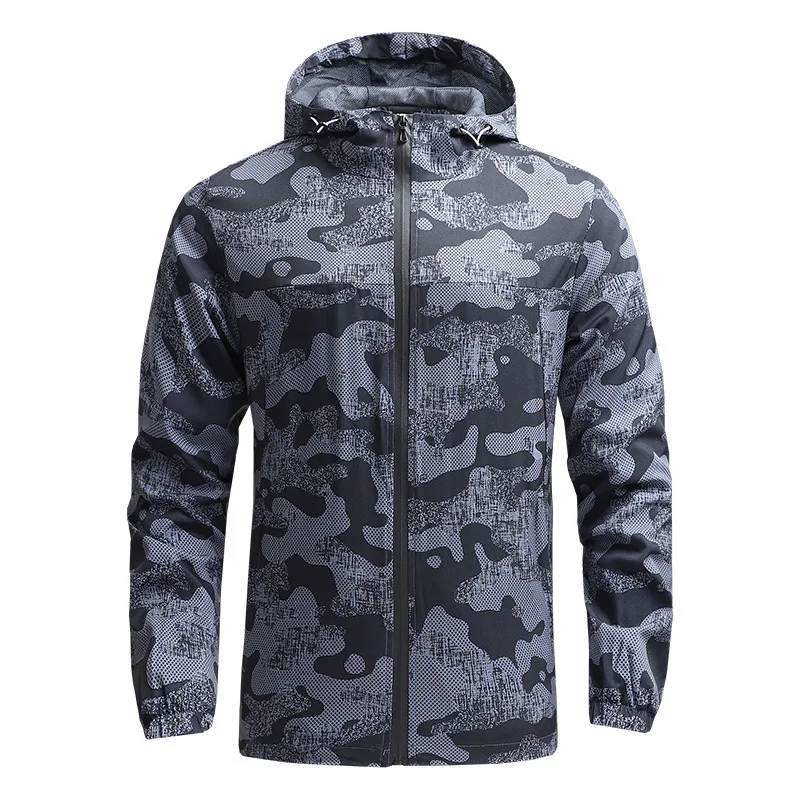 Fashion Clothing Coat Jackets Men Oversized Hooded Jacket Coast Print Windbreaker Chaquetas Male Sports Outdoor Men Jackets