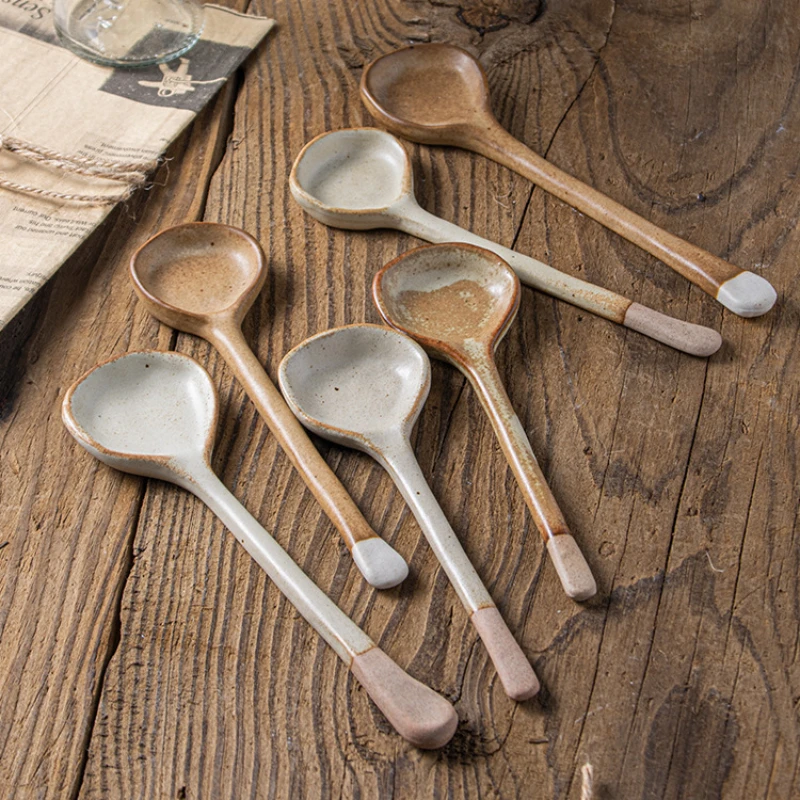 

Ceramic Soup Spoon Japanese Tableware Eating Spoon Creative Spoons Kitchen Cooking Utensil Tool Teaspoon Long Handle Spoons