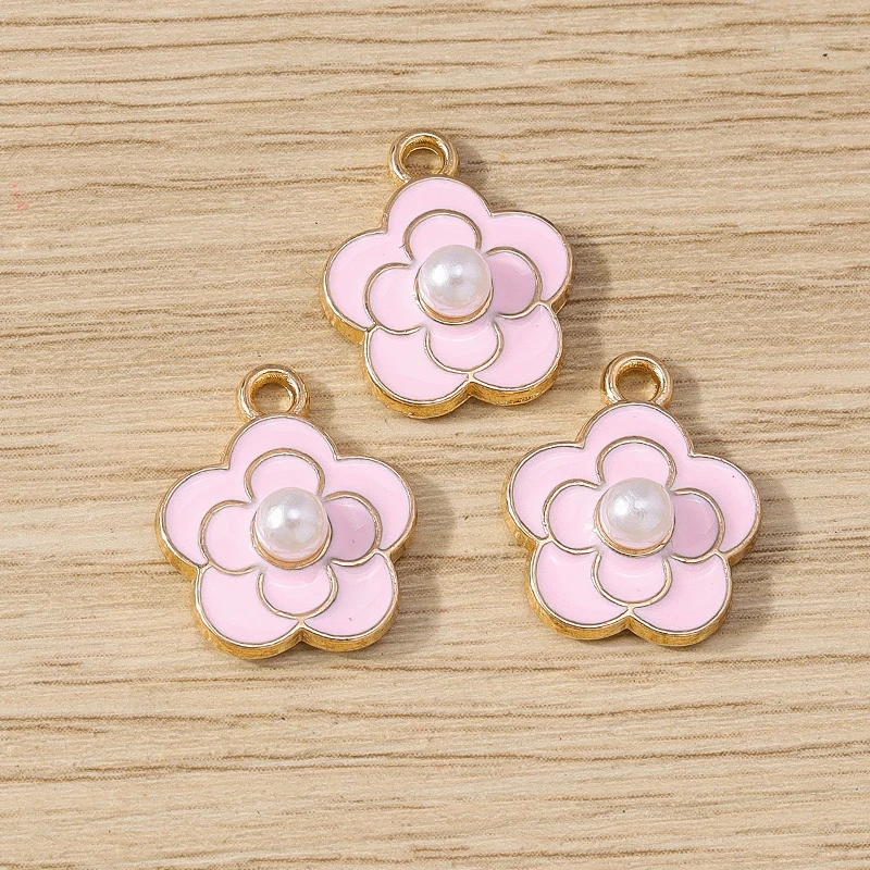 10 Stück Modische Bunte Emaille-Blumenanhänger für Schmuckherstellung, Ohrhänger, Halsketten, Armbänder, DIY-Bastelzubehör – Detail 6