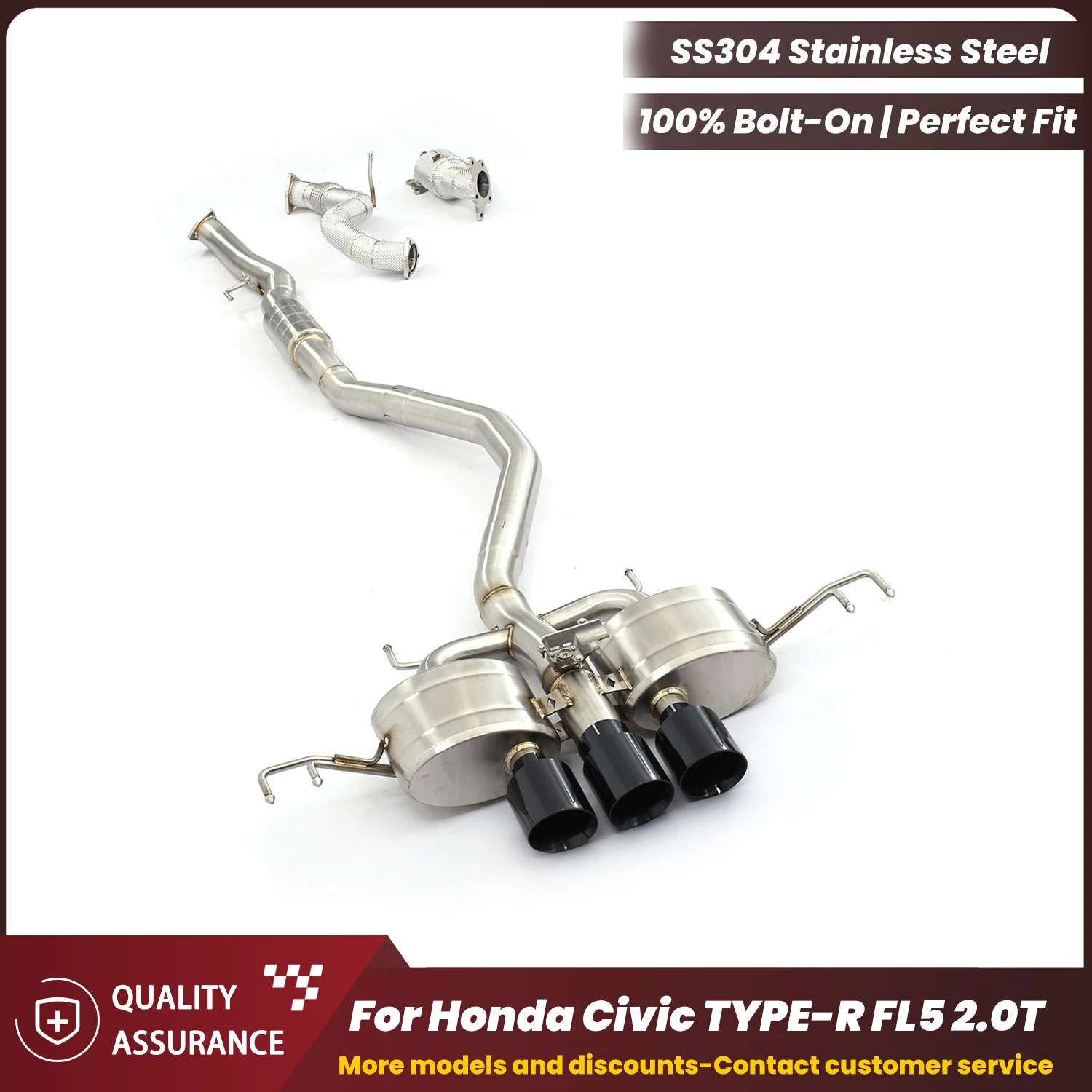 

High Performance Complete exhaust system ECCF T304 Stainless Steel Catback With Downpipe For Honda Civic Type R FL5 2.0T