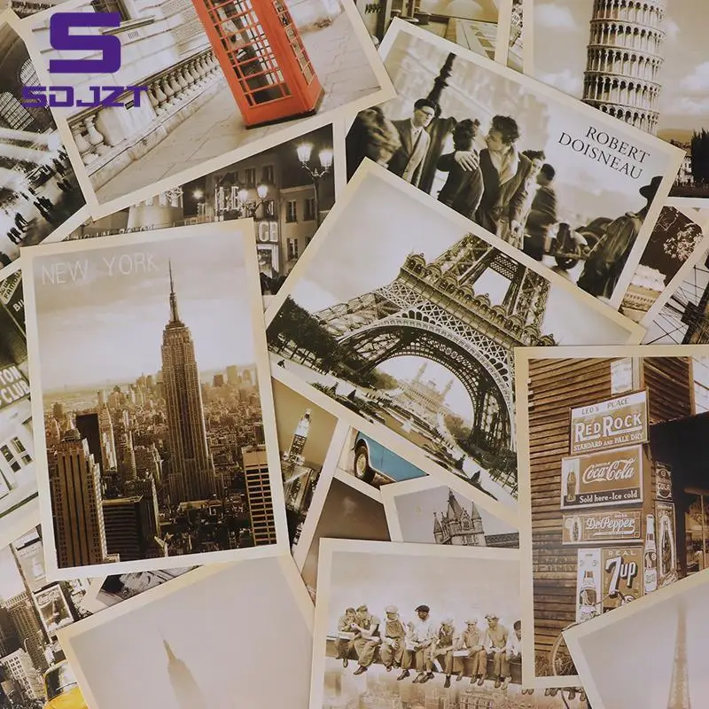 Cards Gift Cards Christmas Postcards Hot sale 32pcs Classical Famous Europe Building Vintage Style Memory Postcard Set Greeting