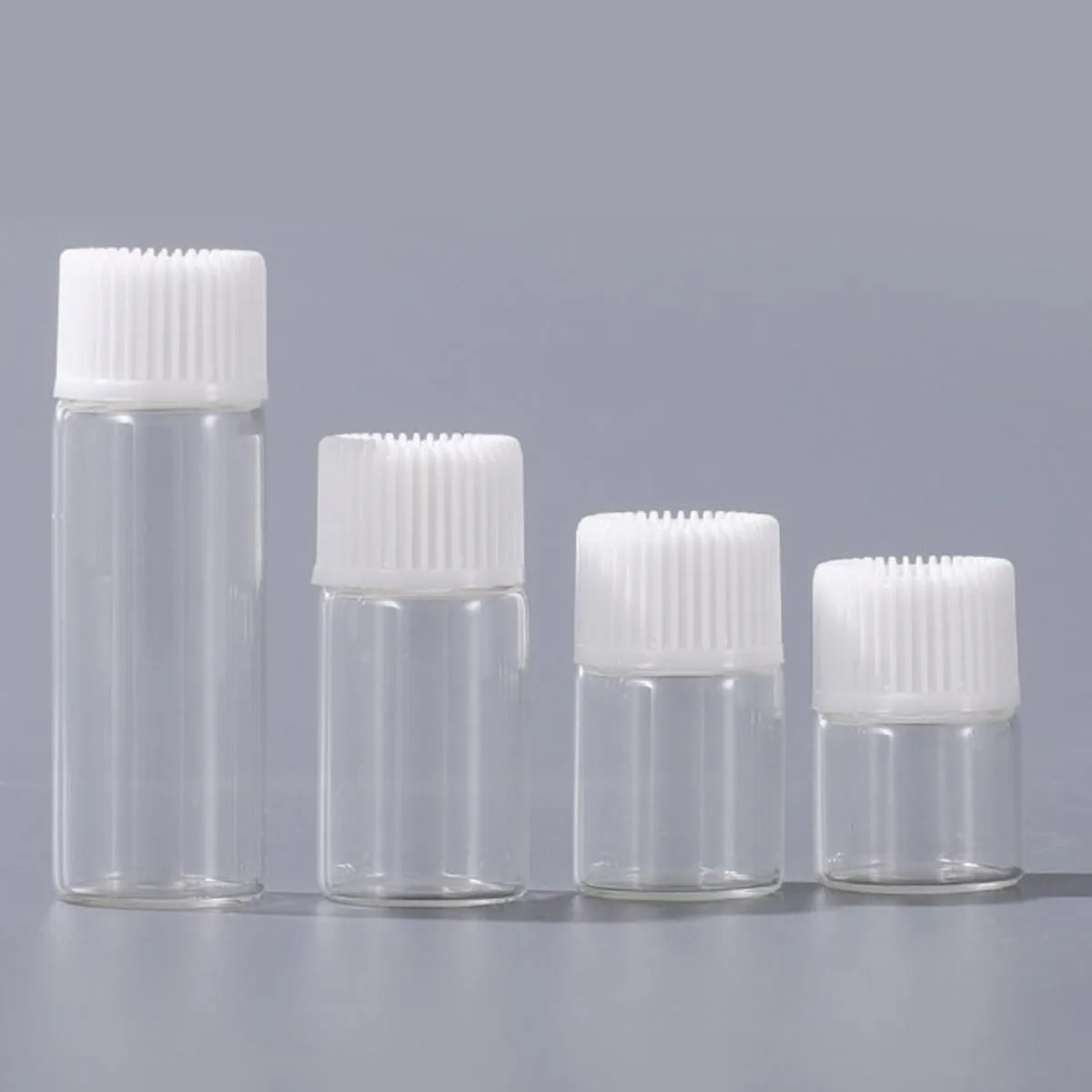 100pcs 1ml - 5ml Drams Transparent Clear Glass Bottle Orifice reducer Insert Essential Oil Glass Vial Perfume Sample Test Bottle