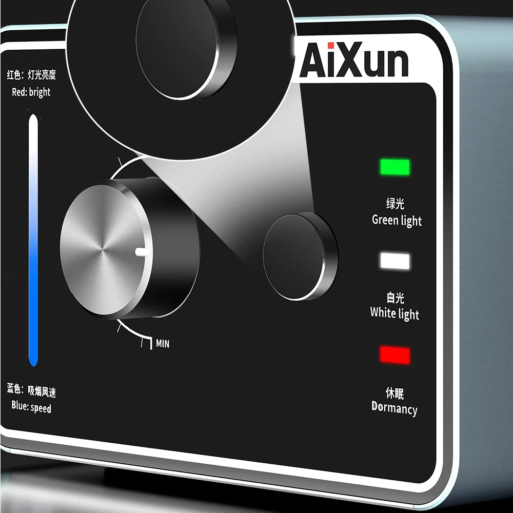 Estrattore di fumi AIXUN ES02 con luce LED per la manutenzione del telefono cellulare Strumento efficiente per la purificazione del fumo ad aspirazione forte