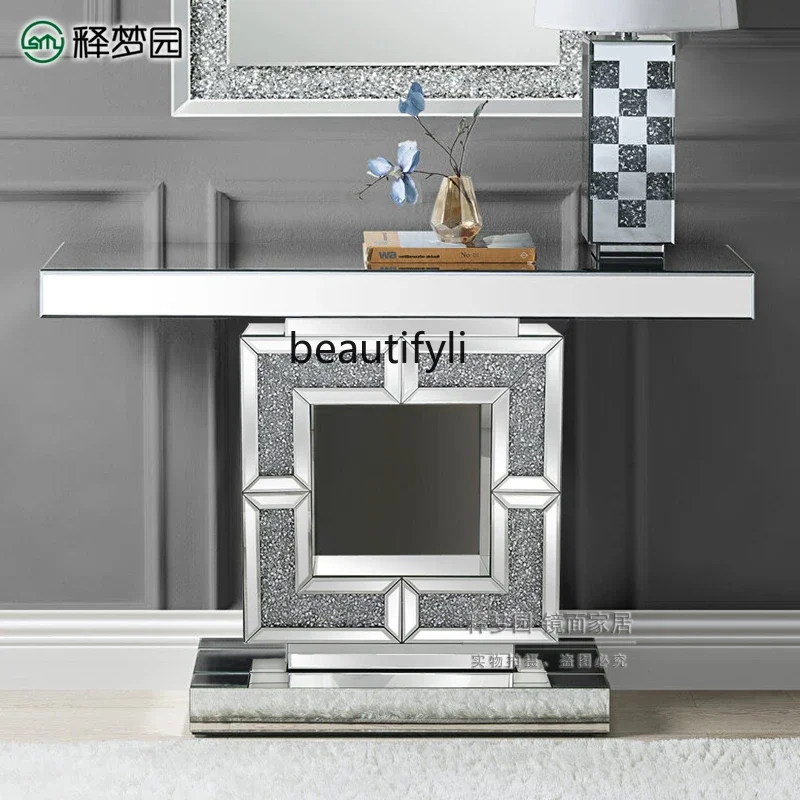 

European-style entrance platform light luxury modern door entry living room screen partition rack mirror entrance R