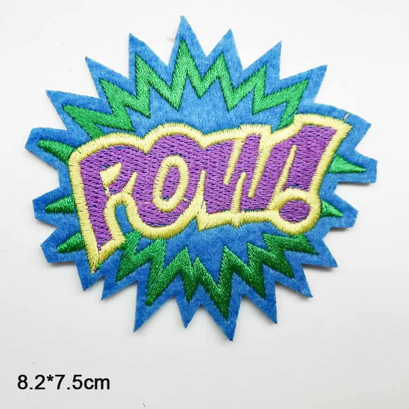 Sunshine Pow Letters Five Pointed Star Iron On Embroidered Clothes Patches For Clothing Stickers Garment Apparel Accessories