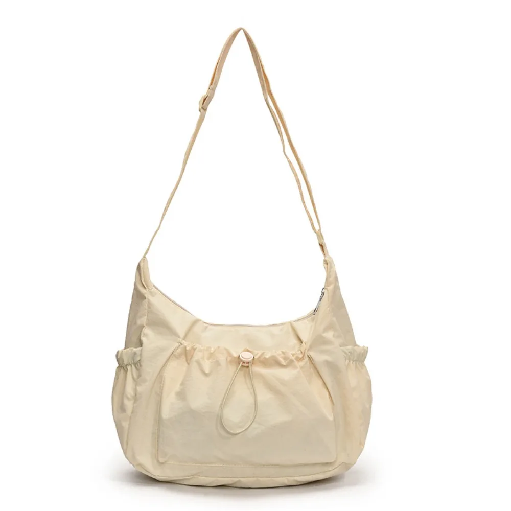 

Casual Korean Style Nylon Shoulder Bag Pleated Lightweight Crossbody Bag Handbag Tote Bag Drawstring Bag Office Worker