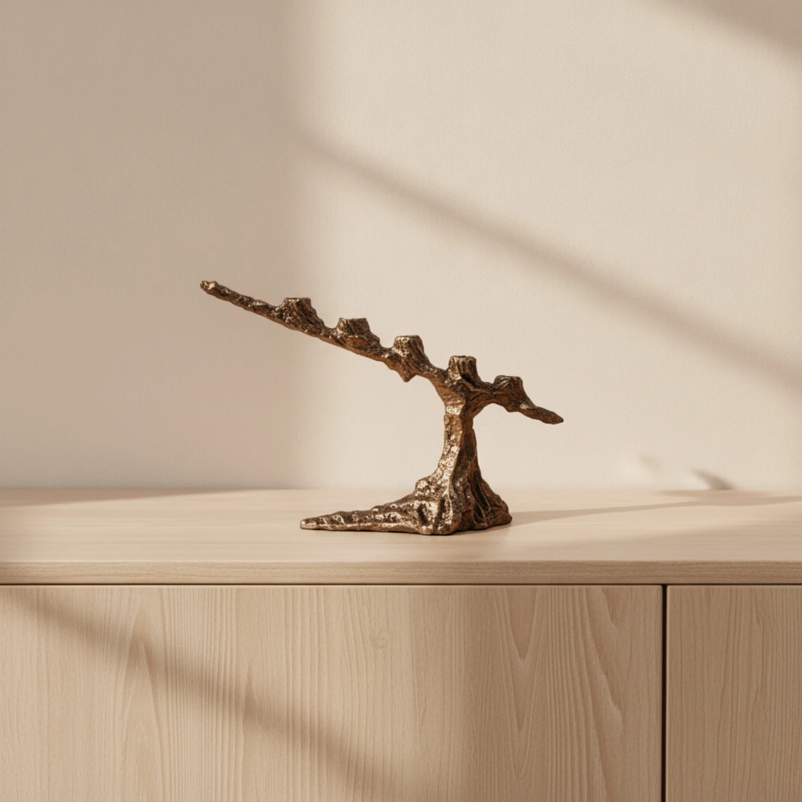 Tree Branch Candle Holder Nature-Inspired 3 Arm Candelabra 3 Arm Candle Holder Antique Sculptural Candelabra Antiqued