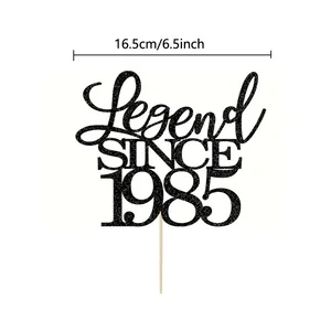 Leyenda Desde 1985 Cake Topper, Vintage 1985 Feliz 40º cumpleaños Topper, 40º cumpleaños Decoraciones de pastel de fiesta Black Glitter 10 mejores ventas de 40 años topper de pastel de cumpleaños - №1