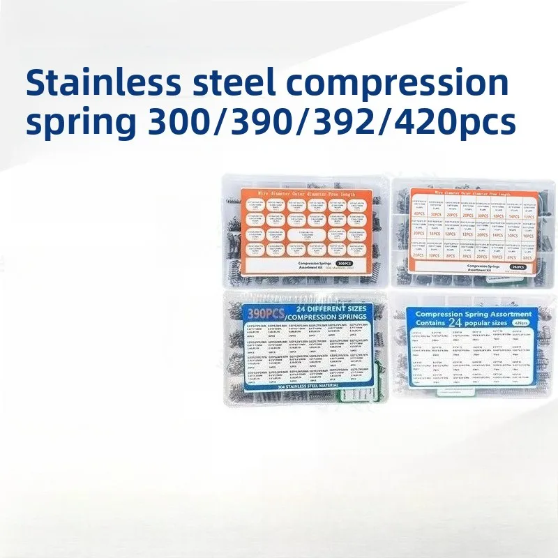 300-420pcs Stainless steel spring combination kit, 23 sizes of shock absorber compression springs combination set