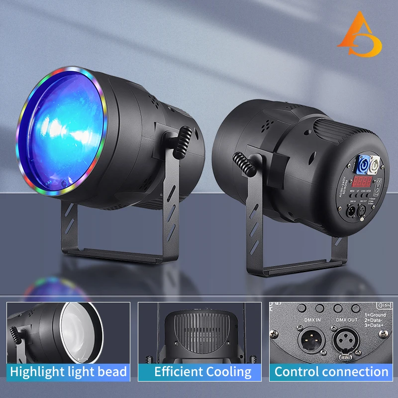 DMX512 250W zoom+ CTO+Light Ring COB LED Par Light  RGB  Dj Wash Beam Effect Stage Lighting