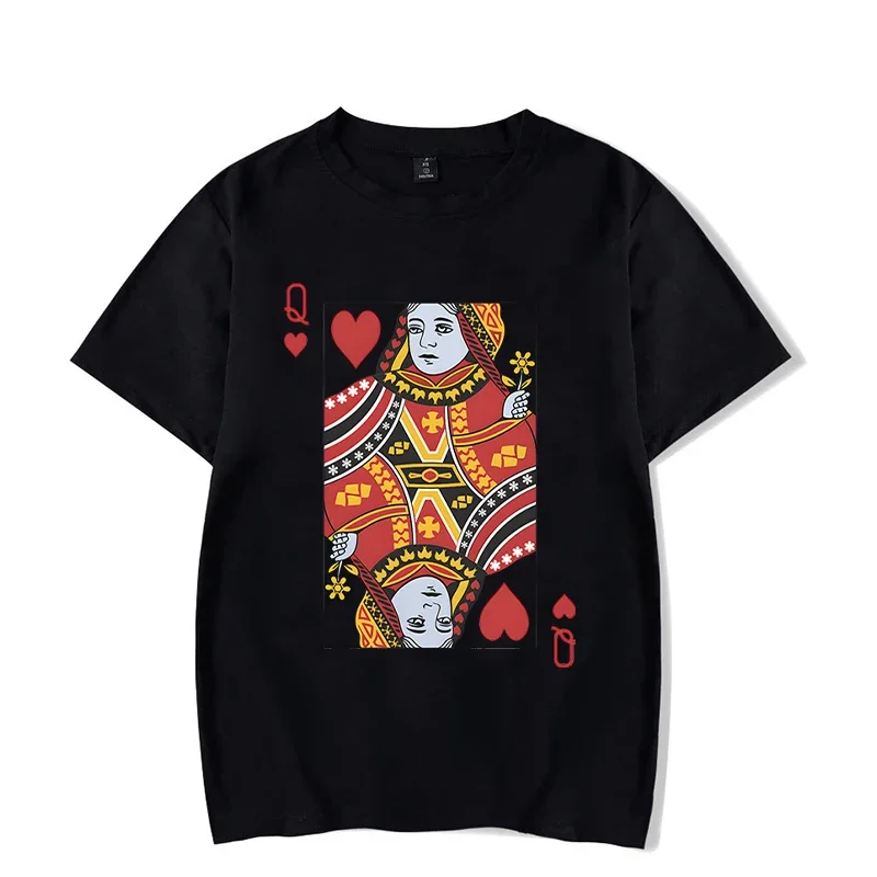 Playing Cards Heart K/Q Women's T-shirt Couples Y2k Fashion Queen King Tees Harajuku Funny Boyfriend Girlfriend Tee Loves Tops